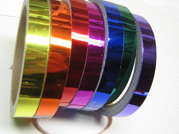 Wide rolls of Colored Chrome Tape, Mirror-like Metallic Sticky Smooth Plastic Tape