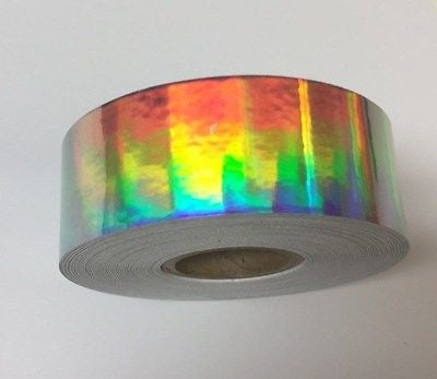 Holographic Rainbow Tape, Self-Adhesive (2 inch x 25 ft, Silver)