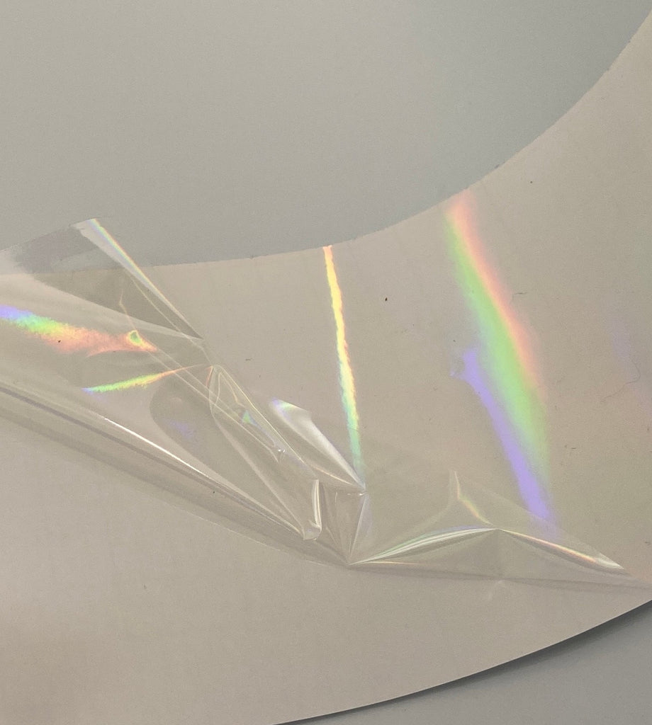 Rainbow Oil Slick Transparent Holographic OVERLAY, Lamination Grade 3.25 inch wide