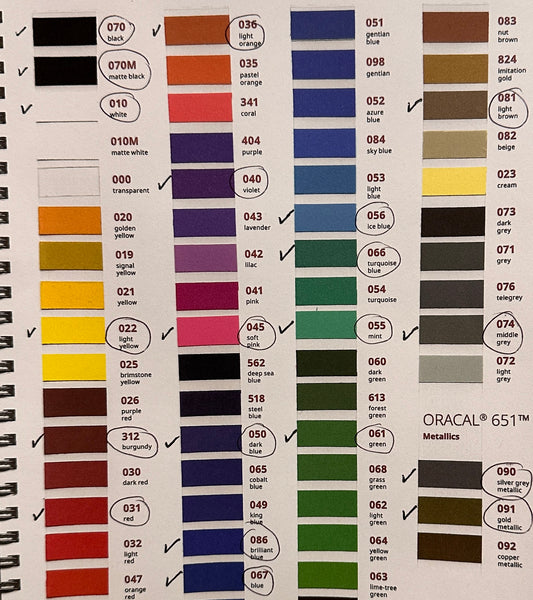 Oracal 651 Solid Colors, Pick your Size and Color 12" and 24" wide rolls