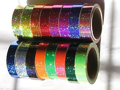 Roll of Prism Tape, Holographic 1/4'' Mosaic (8 inch x 25 ft, Fluorescent  Yellow)