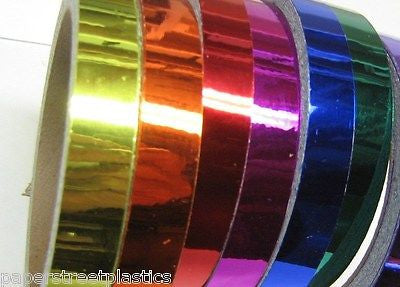 6 Chrome Look Tapes,  1/4 inch x 25 feet , Rainbow Colors, Metalized Vinyl