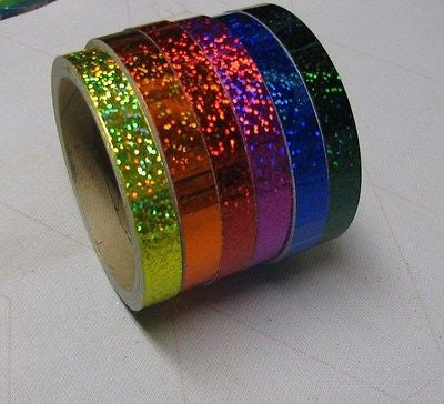 NUOBESTY 12 Rolls Color Pocket Tape Gift Metal Tape Holographic Washi Tape  Fluorescent Tape Rainbow Ductape Colored Packing Tape Colored Masking Tape