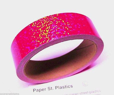 Fluorescent Pink Glittering  tape 1 Inch wide x 25 feet ,  Hot Pink Sparkle Tape