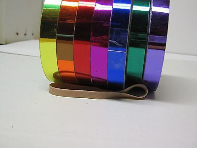 6 Chrome Look Metalized Vinyl Tapes  1 inch x 25 feet , Rainbow Colors