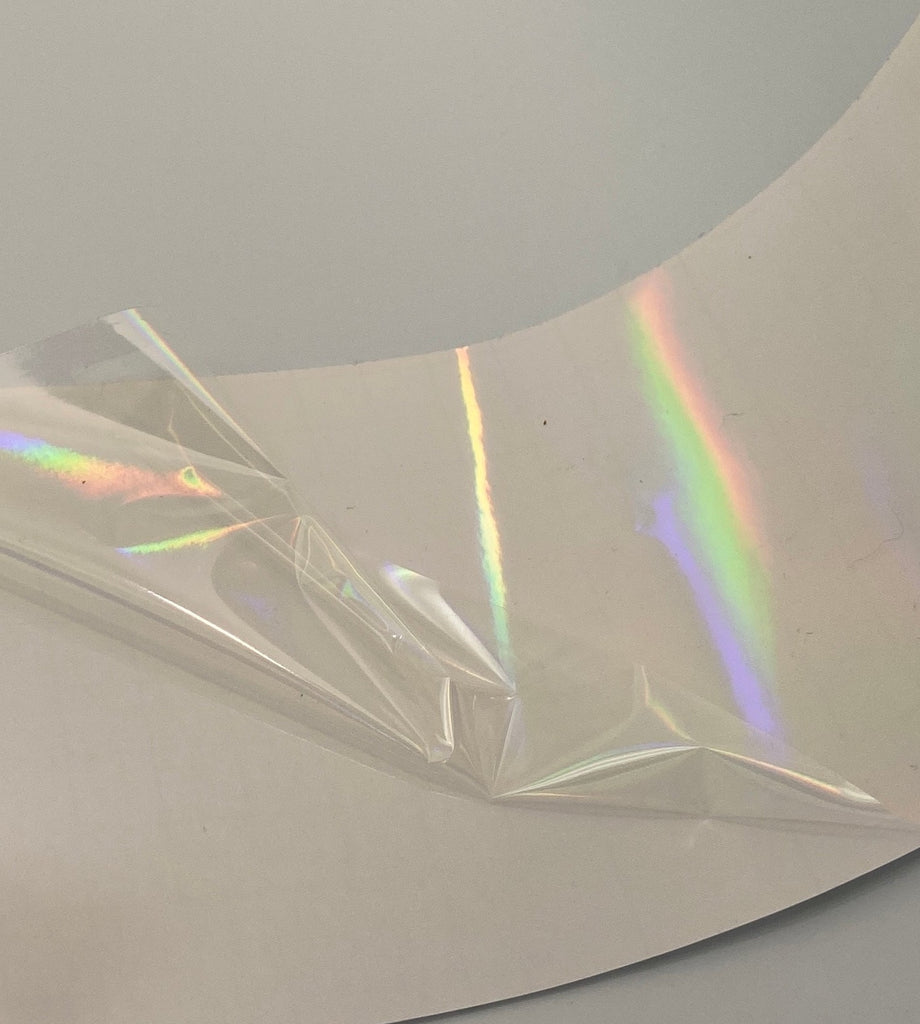Rainbow Oil Slick Transparent Holographic OVERLAY,  Lamination Grade 3.25 inch wide
