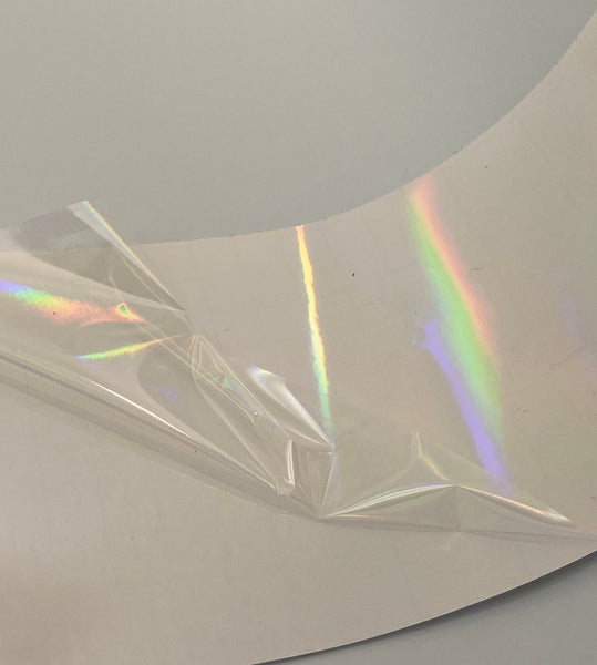 Rainbow Oil Slick Transparent Holographic OVERLAY, Wide Lamination Grade