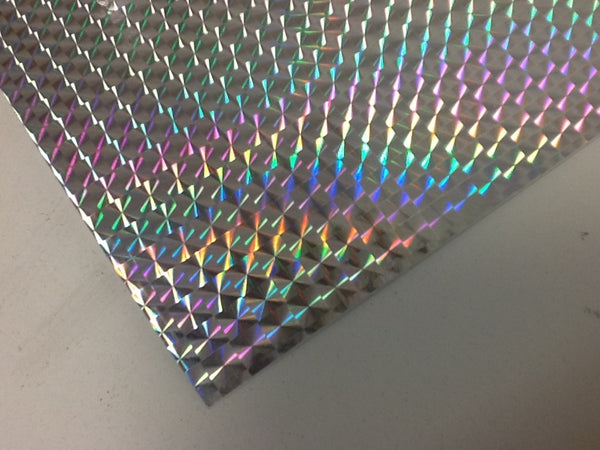 Long-Life Silver Holographic 1/4" Mosaic PRISM Sign Vinyl    24 inch x 30 feet