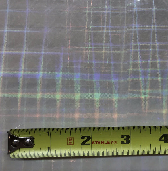 SMALL PLAID PATTERN Holographic Overlay, Clear Plastic with Sticky Adhesive Backing