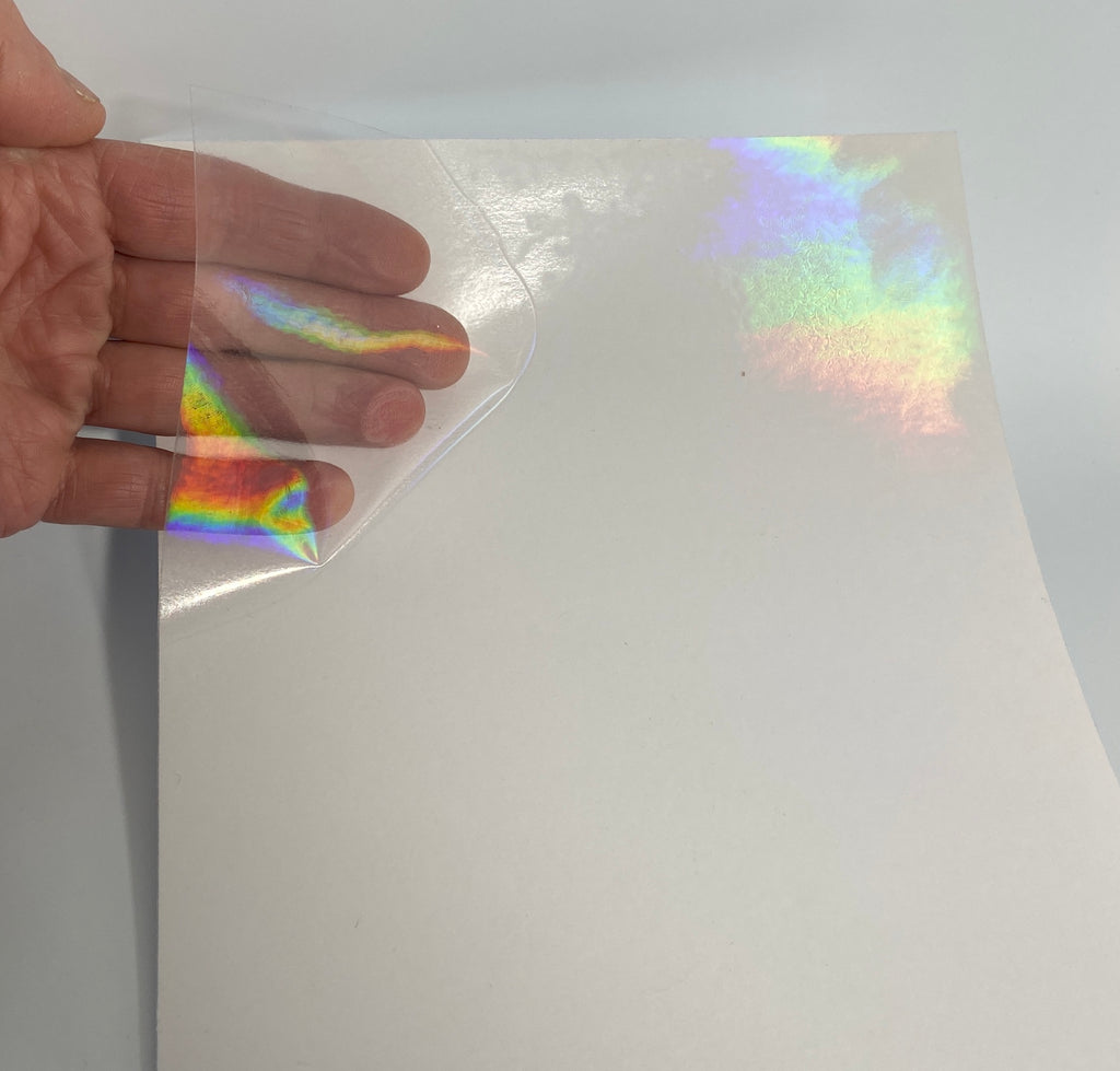 Transparent Holographic RAINBOW PROJECTION Overlay Adhesive-Coated She –  Paper Street Plastics