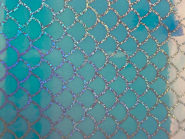 Blue Opal Transparent Holographic Fish Scale Pattern Vinyl