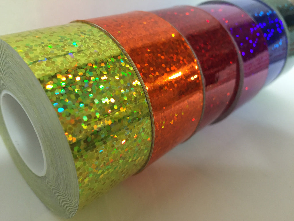 10x Rolls of Holographic Tape Sticky Tape Self Adhesive Tinsel Tape  Metallic 15M