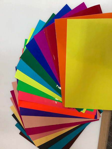 20 Colored Transparent Vinyl Sheets, 8" x 12", Adhesive Coated