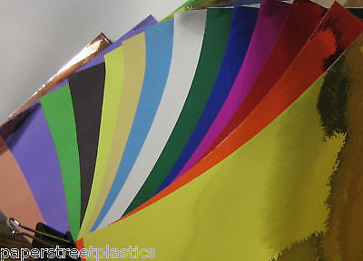 SHEETS of Chrome Sign Vinyl, Choose Any Color,  Thin Self-Adhesive Metallic Plastic