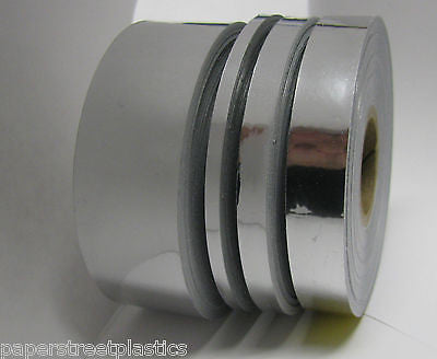 Chrome Tape Set, 1/8", 1/4", 1/2" and 1" x 50 ft rolls of  Silver Mirror Tape
