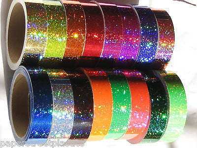 Any 6 Colored Rolls of Glittering Sparkle Tapes, 2" x 25 feet, sparkling glitter